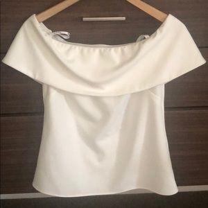 Joseph Ribkoff off shoulder crepe top.